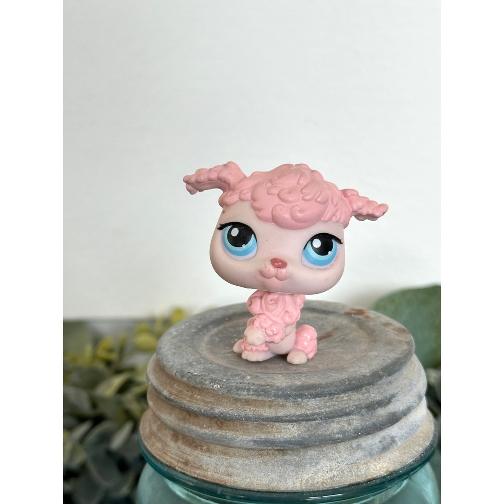 Littlest Pet Shop #48 pink poodle dog Hasbro Vtg 2004 blue eyes lps